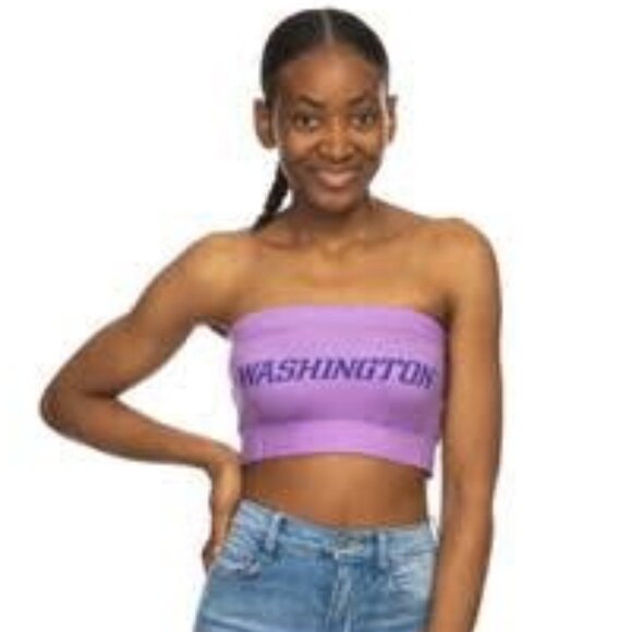 NWT [Zoozatz] Washington Wordmark Bandeau Tube Crop Top Women's Sz Large - Picture 5 of 6